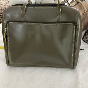 Lodis Green Leather Tote with Structured Design